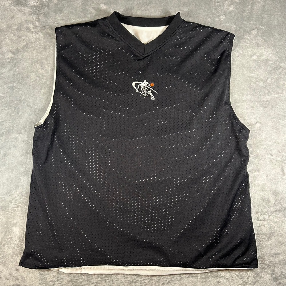 Vintage AND1 Reversible Basketball Jersey Black Mesh White Dazzle Mens XL